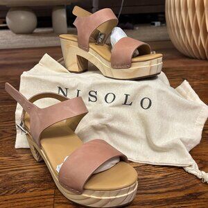 NISOLO leather All-day Open Toe Clog Anthropologie desert rose size 7 New In Box